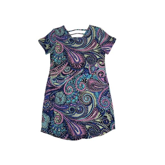 T by Talbots MP paisley cotton/spandex multicolor dress knee length casual shift - Picture 10 of 10